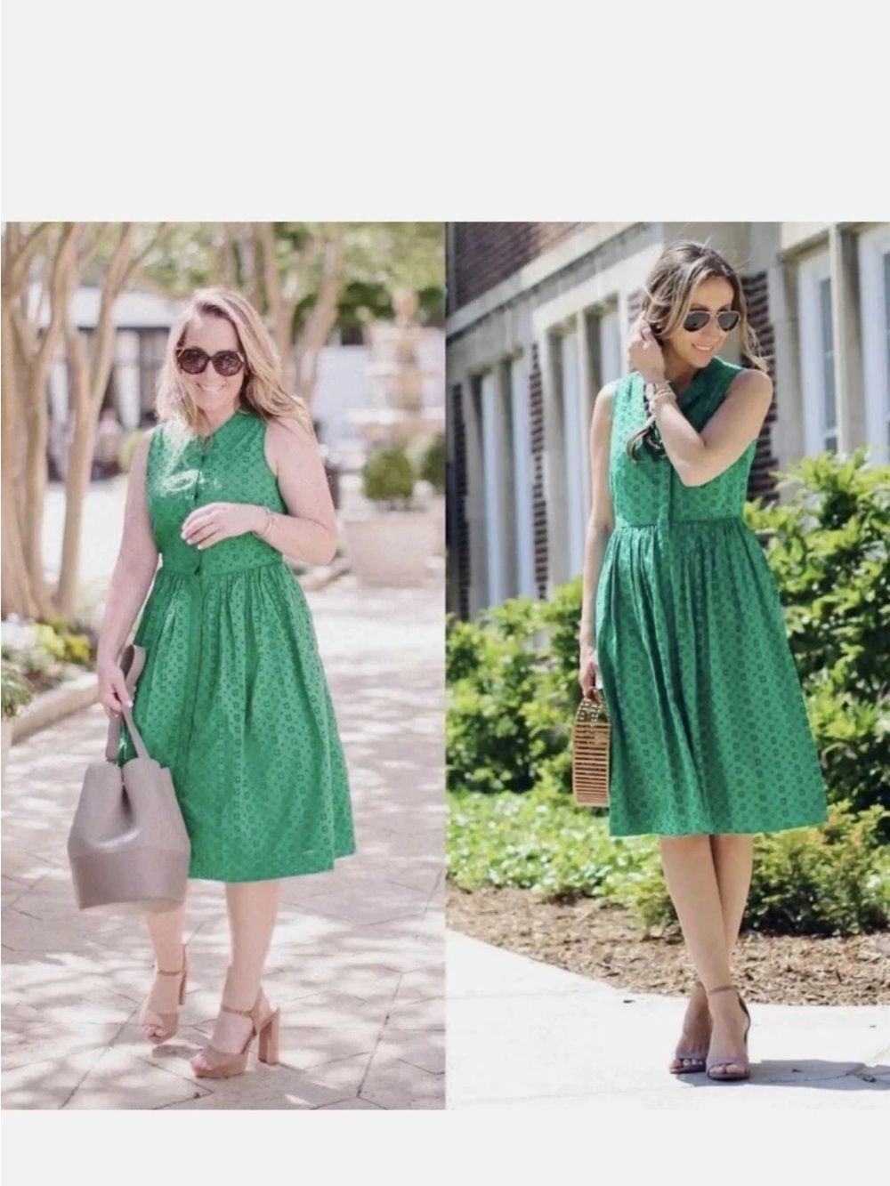 J.Crew Green Eyelet Sleeveless Fit & Flare Dress Size Small - Picture 11 of 11